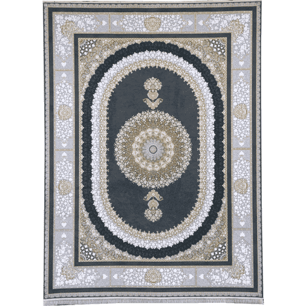 فرش 1200 شانه طلاکوب کد 9704 رنگ دودی