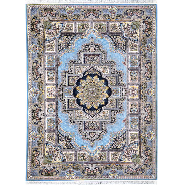 فرش 1200 شانه کلاسیک طرح حوض رنگ آبی