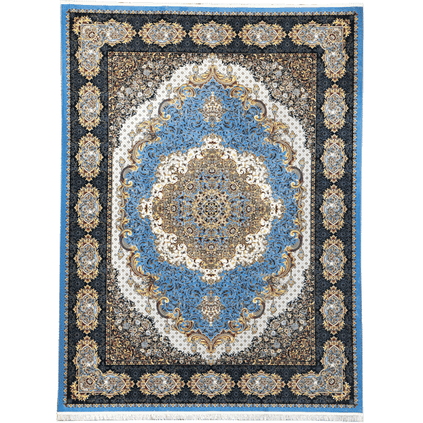 فرش 1200 شانه کلاسیک طرح میلان رنگ آبی