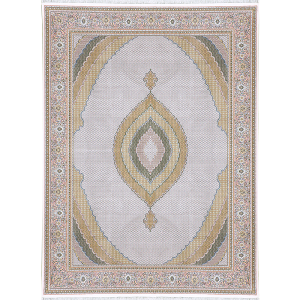 فرش 1200 شانه کلاسیک طرح ریزماهی رنگ کرم